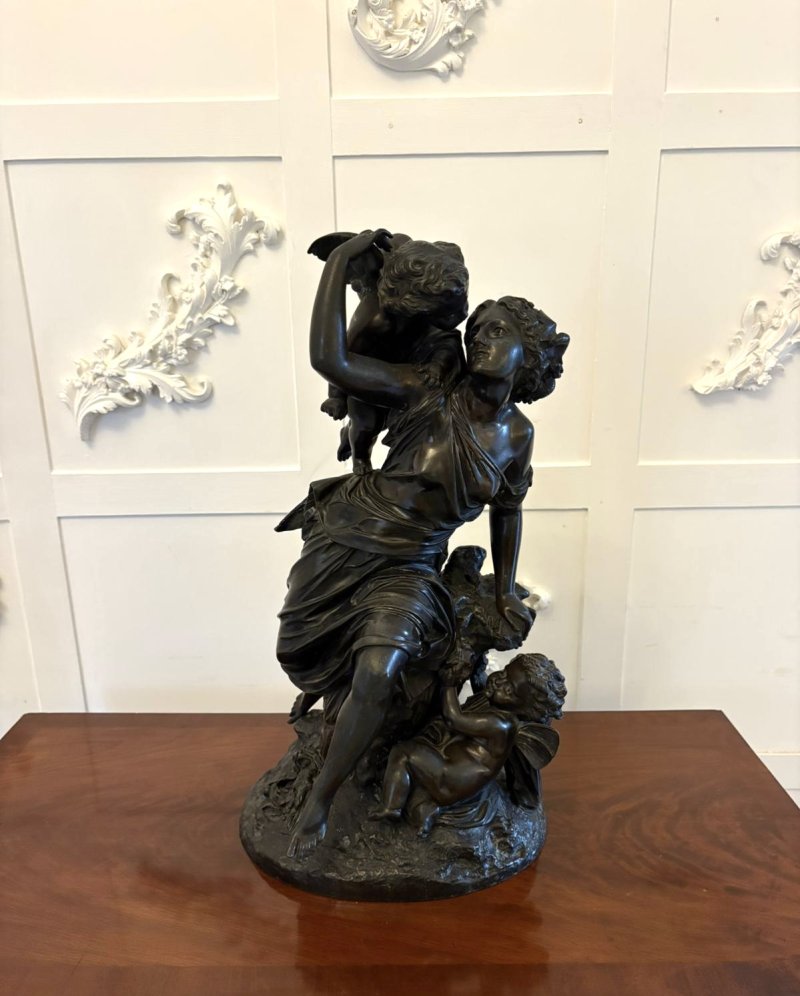 Superb Antique 19th Century Bronze Sculpture by Renowned French Sculptor Auguste Moreau “L’amour Maternel” (Motherly Love)